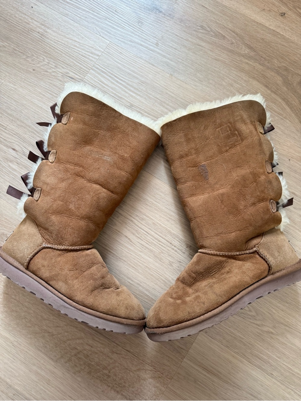 Ugg Bailey Bow Mid Calf Boots Chestnut Sz 7